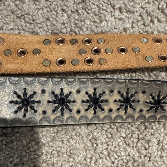 Accessories - Tan and Black Embroidered Belts